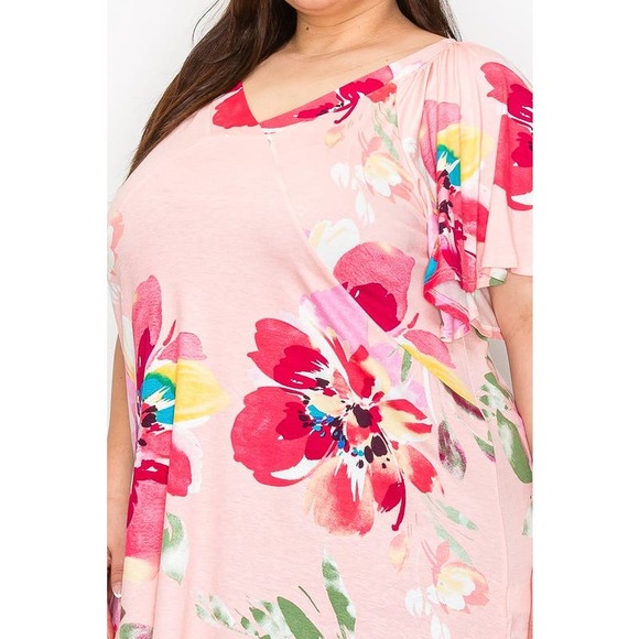 Plus size V neck Wide Sleeves Tunic Top - Picture 2 of 4